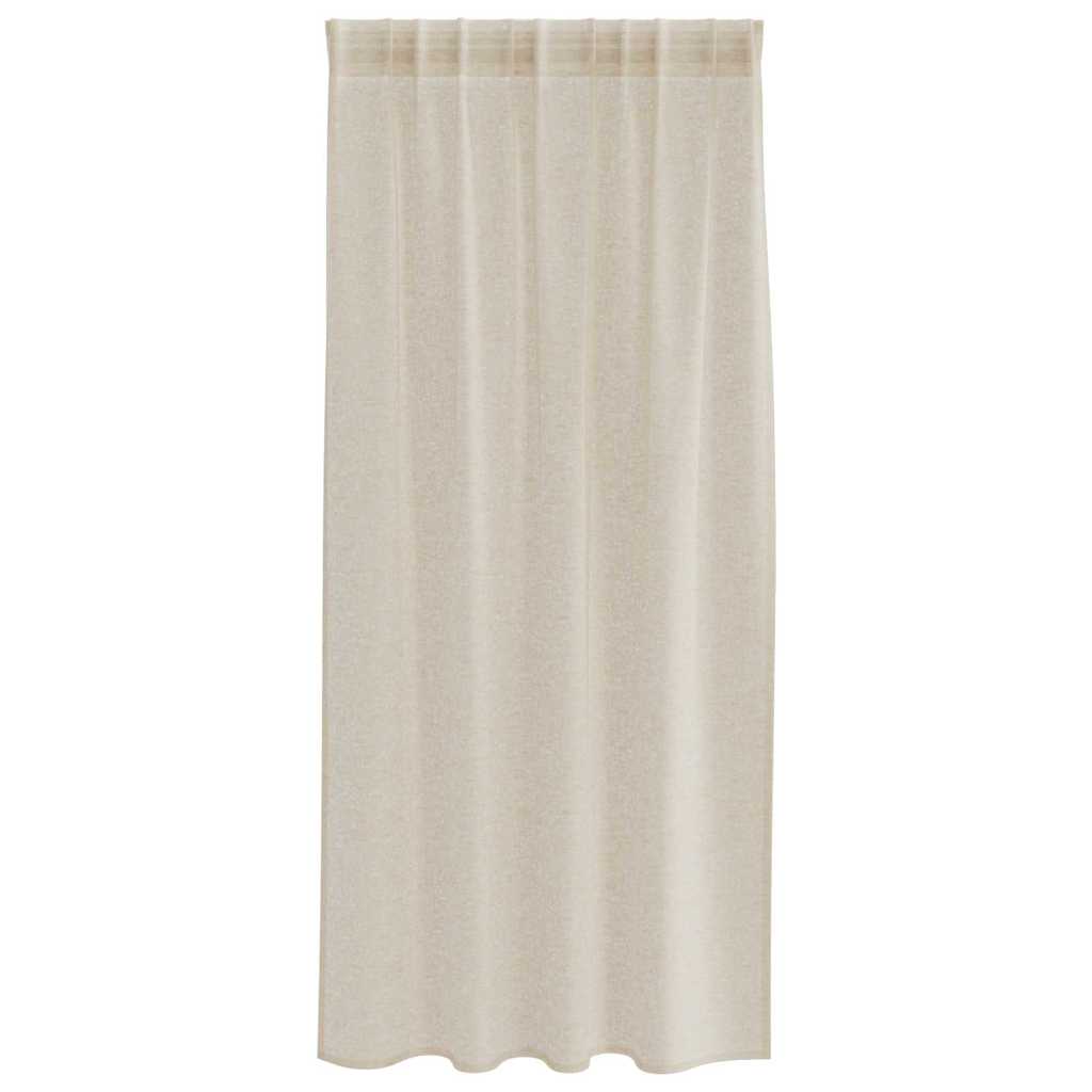 Voile Curtain with Curtains 2 pcs Sand 140x175cm Polyester